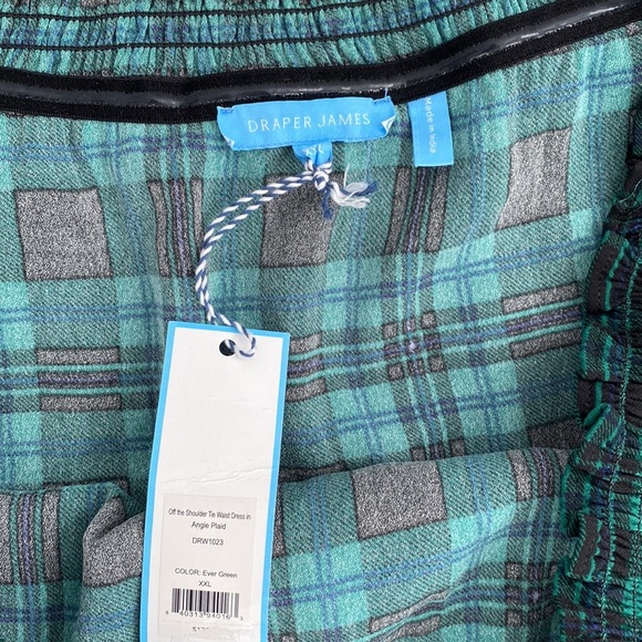 Draper James Off the Shoulder Tie Waist Dress in Angie Plaid - Picture 4 of 7